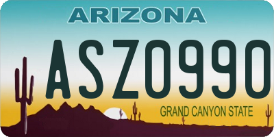 AZ license plate ASZ0990