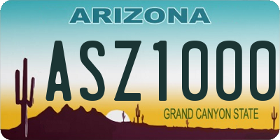 AZ license plate ASZ1000