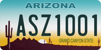 AZ license plate ASZ1001