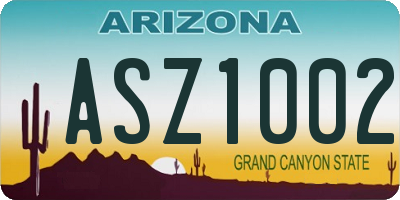 AZ license plate ASZ1002