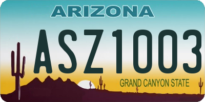 AZ license plate ASZ1003