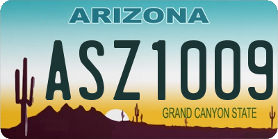 AZ license plate ASZ1009