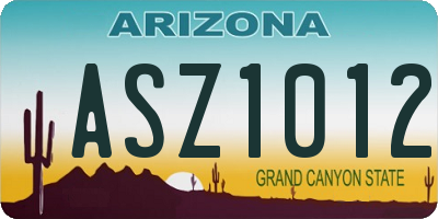 AZ license plate ASZ1012