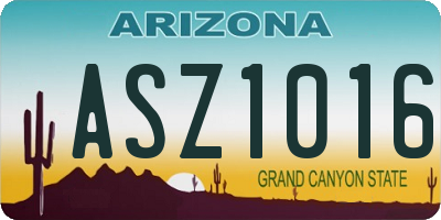 AZ license plate ASZ1016