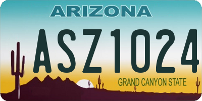 AZ license plate ASZ1024