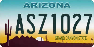 AZ license plate ASZ1027