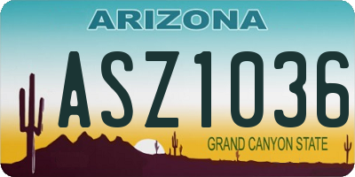 AZ license plate ASZ1036