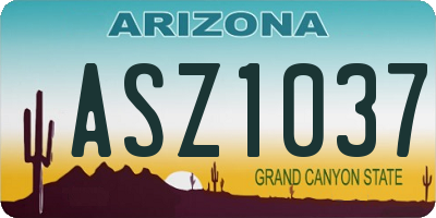 AZ license plate ASZ1037