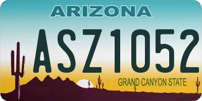 AZ license plate ASZ1052