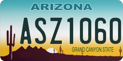 AZ license plate ASZ1060