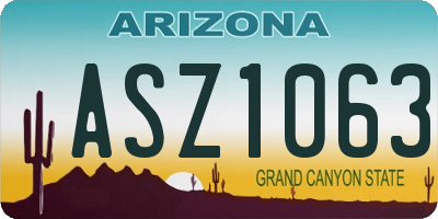 AZ license plate ASZ1063