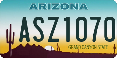 AZ license plate ASZ1070