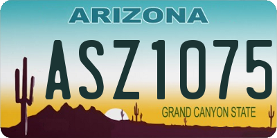 AZ license plate ASZ1075