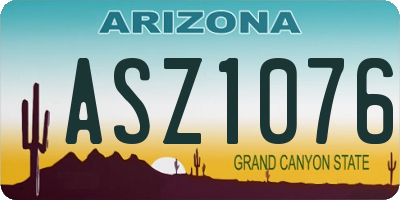 AZ license plate ASZ1076