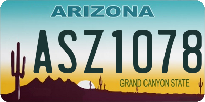 AZ license plate ASZ1078