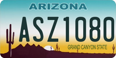 AZ license plate ASZ1080