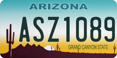 AZ license plate ASZ1089