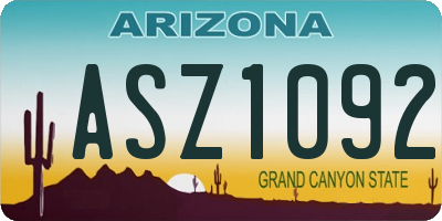 AZ license plate ASZ1092