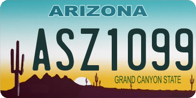 AZ license plate ASZ1099