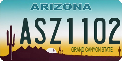 AZ license plate ASZ1102