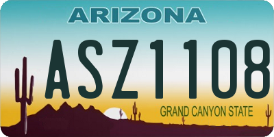 AZ license plate ASZ1108