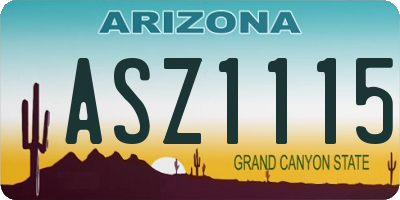 AZ license plate ASZ1115