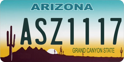AZ license plate ASZ1117