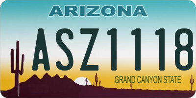 AZ license plate ASZ1118