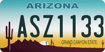 AZ license plate ASZ1133