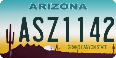 AZ license plate ASZ1142