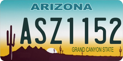AZ license plate ASZ1152