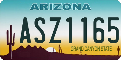 AZ license plate ASZ1165