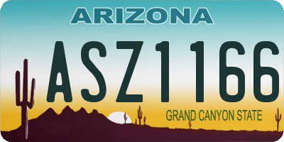 AZ license plate ASZ1166