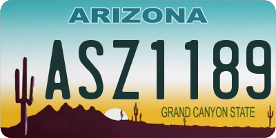 AZ license plate ASZ1189