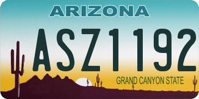 AZ license plate ASZ1192