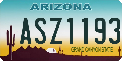AZ license plate ASZ1193