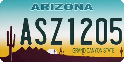 AZ license plate ASZ1205