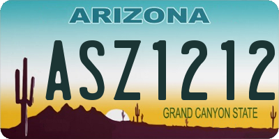 AZ license plate ASZ1212