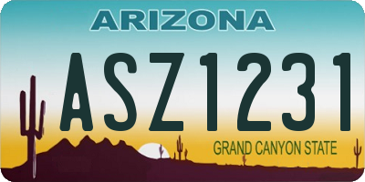 AZ license plate ASZ1231
