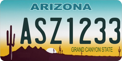 AZ license plate ASZ1233