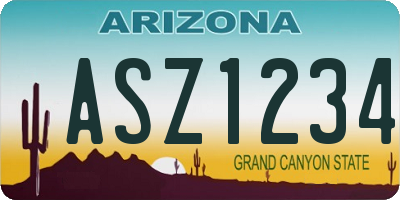 AZ license plate ASZ1234