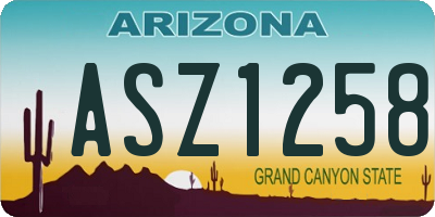 AZ license plate ASZ1258