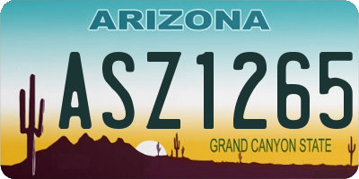 AZ license plate ASZ1265