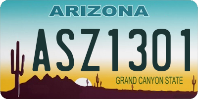 AZ license plate ASZ1301