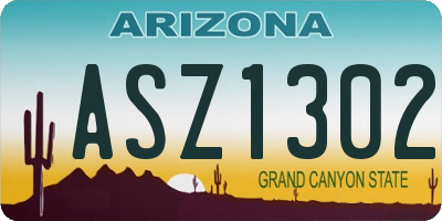AZ license plate ASZ1302