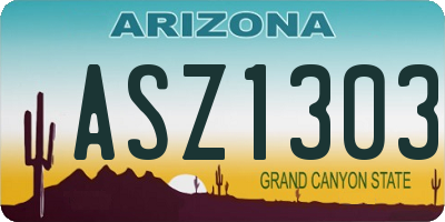 AZ license plate ASZ1303
