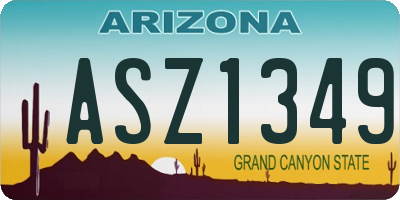 AZ license plate ASZ1349