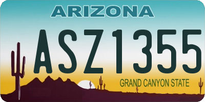 AZ license plate ASZ1355
