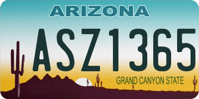 AZ license plate ASZ1365