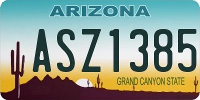 AZ license plate ASZ1385